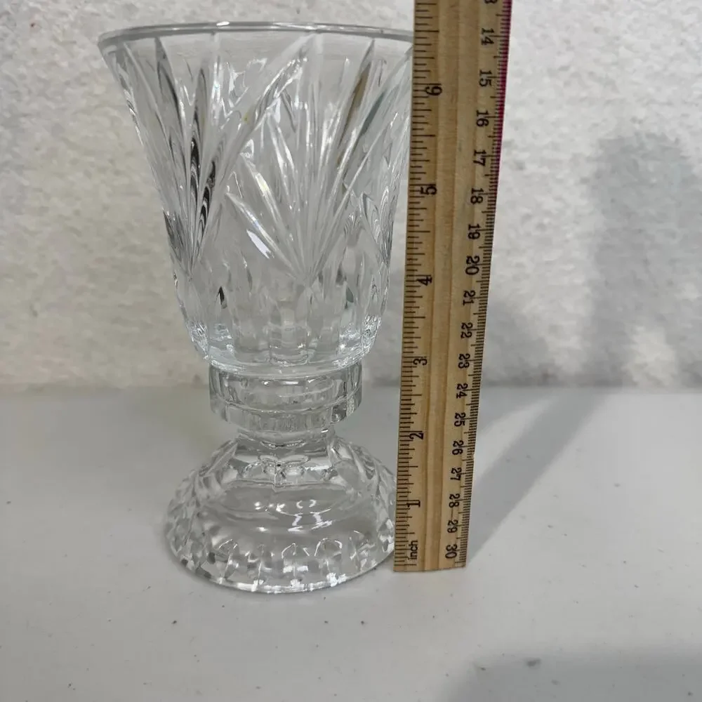 VTG Silhouette Fifth Avenue Lead Crystal Glass Hurricane Candle Holder 2 Piece